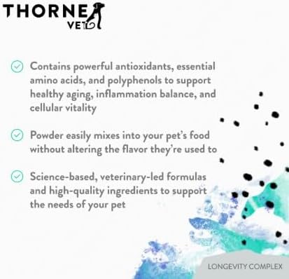 ThorneVet Longevity Supplement for Dogs & Cats - Powder Formula to Support Healthy Aging, Inflammation Balance, and Cellular Vitality – 90 Scoops-Mewly Pet