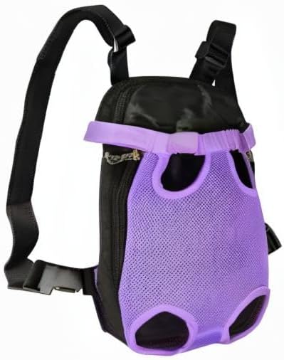 FEimaX Dog Carrier Backpack Pet Legs Out Front Cat Travel Bag, Adjustable Puppy Backpacks Carriers Hands-Free for Small Medium Dogs Cats Hiking Traveling Camping Daily Walking (Small, Purple)-Mewly Pet