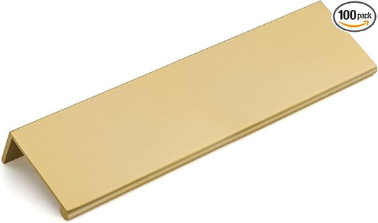 goldenwarm 100 Pack Gold Finger Edge Pulls Drawer Finger Pulls Champagne Gold Kitchen Hardware Handles Bedroom Dresser Drawers,5in Hole Center