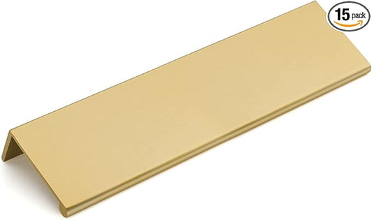 goldenwarm 15 Pack Gold Finger Edge Pulls Drawer Finger Pulls Champagne Gold Kitchen Hardware Handles Bedroom Dresser Drawers,5in Hole Center