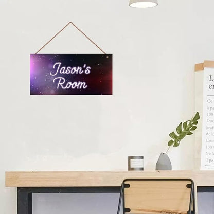 Personalized Outer Space Sign Universe Themed For Kids Room Nursery Baby Playroom Door Art Décor For Little Man Cave,Custom Name Stars Wall Decor Decorative Plate for Boys Room Girls Bedroom