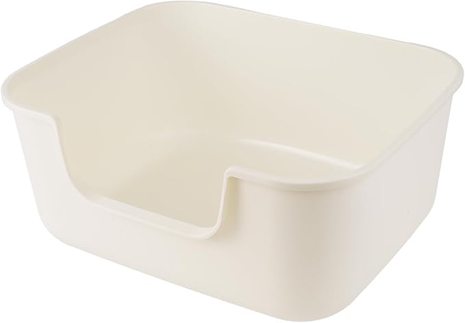 Large Cat Litter Box with High Sides,Cat Boxes for Indoor Cats,Cat Litter Pan for Kitty,Litter Box with Low Entry,Easy to Clean,Anti-Splashing (White)-Mewly Pet