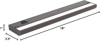 LED Under Cabinet Lighting Hardwired - 3CCT 18 Inch Bronze Finish - Undercabinet Lights for Kitchen - Linkable Undercounter Dimmable Plug in Light or Hard Wired - Under Counter Fixture Direct Wire
