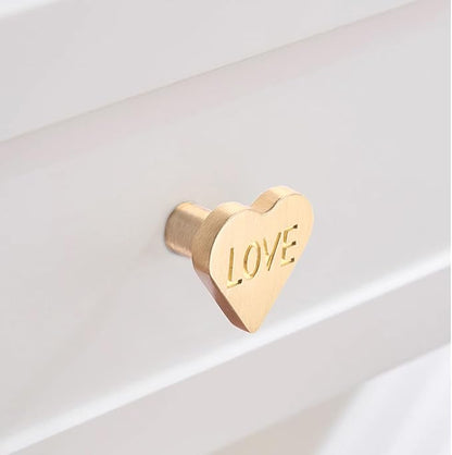 4Pcs Brass Knobs for Kids Cute Decorative Handles for Boys and Girls (Heart)