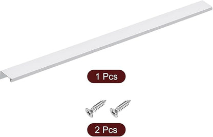uxcell Cabinet Finger Edge Pull, 1pcs 500mm / 19.69" Aluminum Alloy Back Mount Hidden Cabinet Pulls Concealed Handle for Home Kitchen Drawer Cabinet, Silver