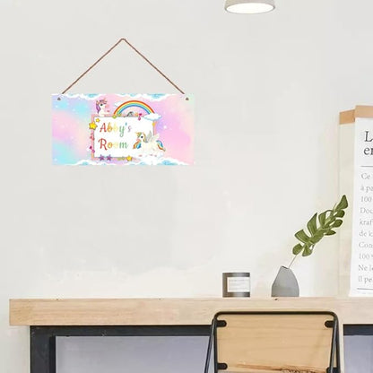 Personalized Sign Unicorn Themed Girls Room Decor, Unicorn Lovers,Custom Name Kids Room Wall Decor Decorative Plate for Boys Bedroom Little Man Cave