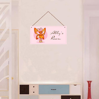Personalized Cartoon Animal Sign Butterfly Room Door Sign for Boys Bedroom Kids Room Nursery Wall Art Decor Custom Name Art Wooden Plaque for Little Man Cave