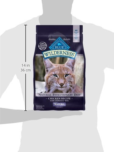 Blue Buffalo Wilderness Natural Mature Dry Cat Food for Cats 7+ Years, High-Protein and Grain-Free Diet, Supports Immune System Health and Energy to Stay Active, Chicken, 5-lb. Bag-Mewly Pet