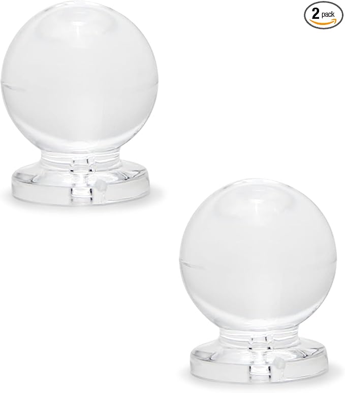 MroMax Tiny Pull Handle Round Acrylic Mini Knob 16mm Diameter Small Size Clear Shiny Knob Cute Decoration for Jewelry Box, Gift Case and Makeup Box 2Pcs
