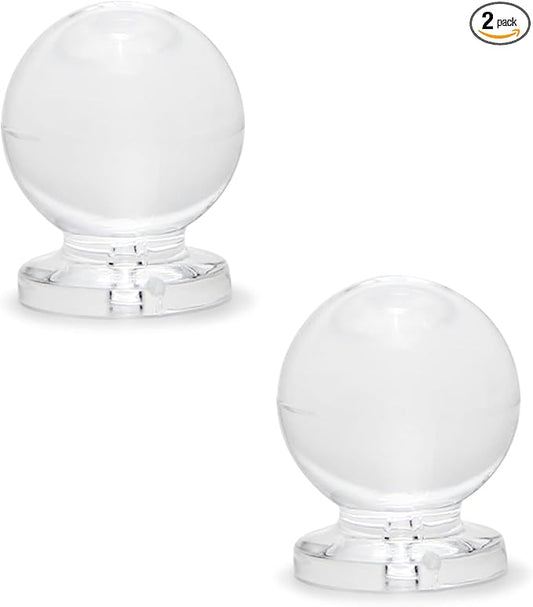 MroMax Tiny Pull Handle Round Acrylic Mini Knob 16mm Diameter Small Size Clear Shiny Knob Cute Decoration for Jewelry Box, Gift Case and Makeup Box 2Pcs