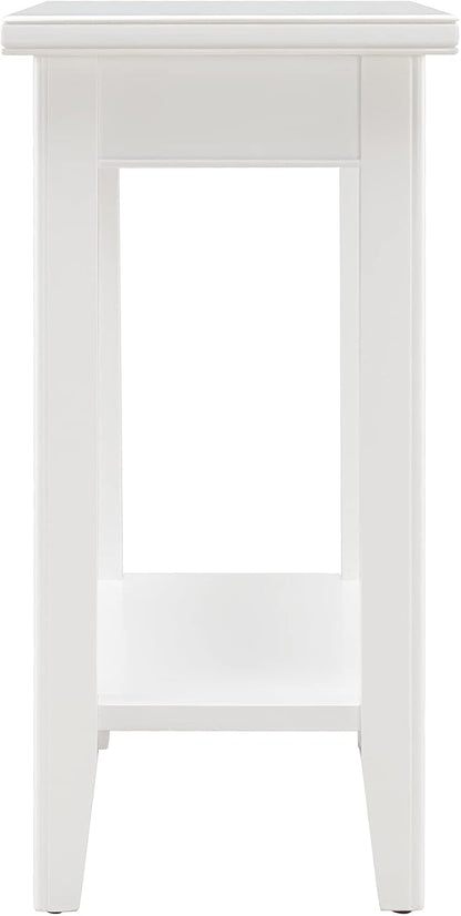 Leick Home Laurent End Table, Solid Wood, Bottom Display Shelf, Narrow, Easy-Assembly, for Living Room/Bedroom, White, 24.0 in. L x 12.0 in. W x 24.0 in. H, 10505-WT