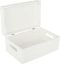 Large White Wooden Box Storage with Hinged Lid | 11.8x7.87x5.51in (+-0.5) | with Handles | Gift Box for Tool Dog Toy Shoes Clothes Kitchen Storage | Wood Keepsake Chest