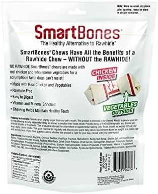 SmartBones Dog Chews, Treat Your Dog to Rawhide-Free Dog Bones, Made With Real Meat and Vegetables, 3 Large-Mewly Pet