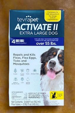 TevraPet Activate II Flea and Tick Prevention for Dogs | 4 Count | Extra Large Dogs 55+ lbs | Topical Drops | 4 Months Flea Treatment-Mewly Pet