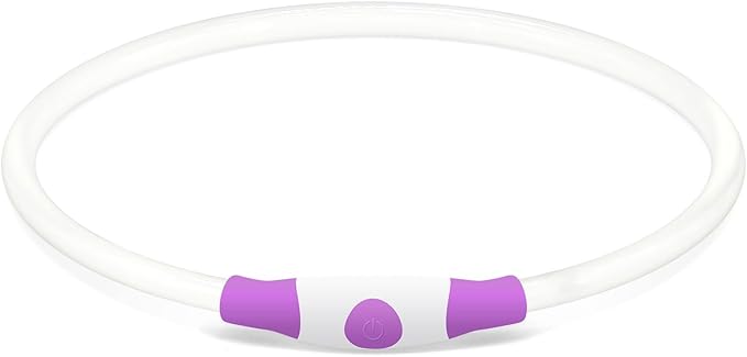Light up Dog Collar, BSEEN USB Rechargeable Flash Dog Necklace Light, Pet Safety Collar Makes Your Beloved Dogs Be Seen at Night for Small Medium Large Dogs(Purple)-Mewly Pet