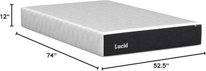 LUCID 12 Inch Memory Foam Mattress - Medium Plush Feel - Infused with Refreshing Bamboo Charcoal and Cooling Gel - Bed in a Box - Temperature Regulating - Pressure Relief - Breathable - Full Size