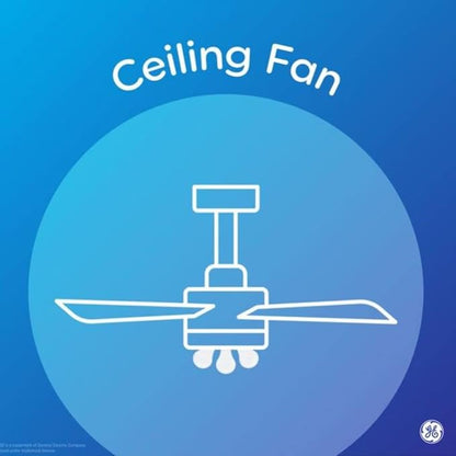 GE A15 Ceiling Fan Decorative Light Bulb, Soft White Finish, 40-Watt, Candelabra Base, 2-Pack