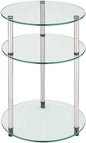 Convenience Concepts Designs2Go Classic Glass 3-Tier Round End Modern Contemporary Side Table with Storage Shelves for Living Room, Bathroom, Bedroom, 15.75"