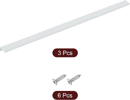 uxcell Cabinet Finger Edge Pull, 3pcs 600mm / 23.62" Aluminum Alloy Back Mount Hidden Cabinet Pulls Concealed Handle for Home Kitchen Drawer Cabinet, White