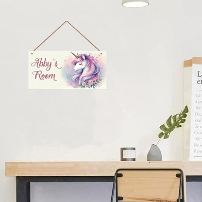 Personalized Sign Cute Unicorn Wall Decor Beautiful Decoration for Home Kitchen Bar Garage Vintage Retro Poster Plaque Decor for Kids Room Nursery Wall Decorations Stuff