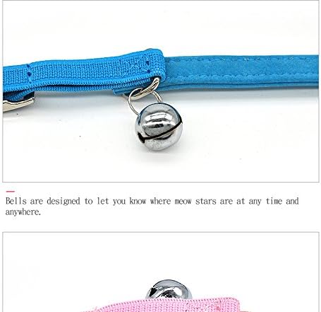 CHUKCHI Pink Soft Velvet Safe Cat Adjustable Collar with Crystal Heart Charm and Bells 8-11 Inches (Blue)-Mewly Pet