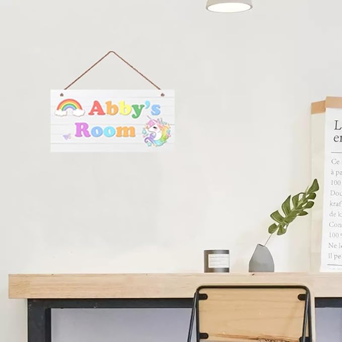 Personalized Sign, Magical Unicorn Sign, Rainbow Unicorn Kids Room Custom Name Door Wall Decor, Floral Nursery Art Girls Room Boys Bedroom Little Man Cave