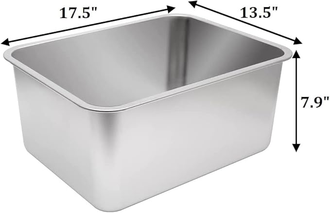 Kichwit Large Stainless Steel Cat Litter Box with High Sides, Metal Litter Pan for Cat, Non Stick Smooth Surface, Easy to Clean (17.5" L x 13.5" W x 7.9" H)-Mewly Pet