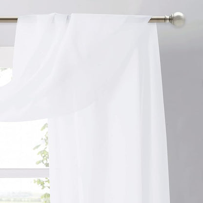 NICETOWN Sheer Canopy Bed Curtains Panels 216 - Home Decoration Sheer Voile Scarf Valance for Wedding (1 Panel, W60 x L216, White)