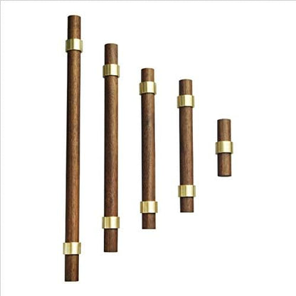 Drawer 5.51"/140mm Pulls Brass Walnut Kitchen Wardrobe Cabinet Hardware Pull Handle with Screw,30Pcs