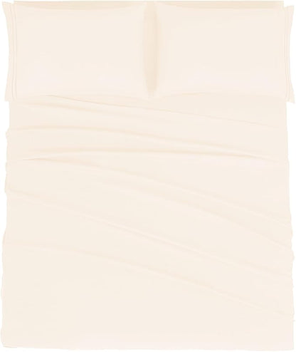 Mejoroom Full Size Sheet Set - Soft Microfiber Bed Sheets - Deep Pocket Fitted Sheet, Breathable, Wrinkle & Fade Resistant - 4 Piece (Full, Cream)