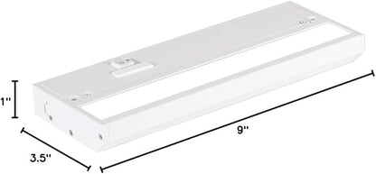 LED Under Cabinet Lighting Hardwired - 3CCT 9 Inch White Finish - Undercabinet Lights for Kitchen - Linkable Undercounter Dimmable Plug in Light or Hard Wired - Under Counter Fixture Direct Wire