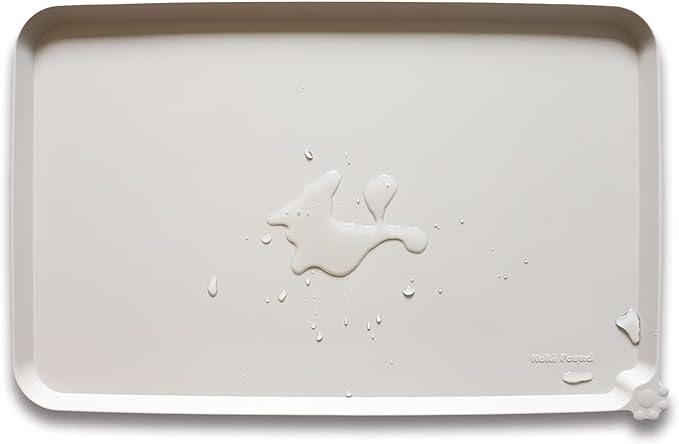 Hoki Found XX-Large Silicone Pet Feeding Mats - Non Slip Dog Cat Bowl Placemats - Waterproof for Carpet - Cream Brown-Mewly Pet