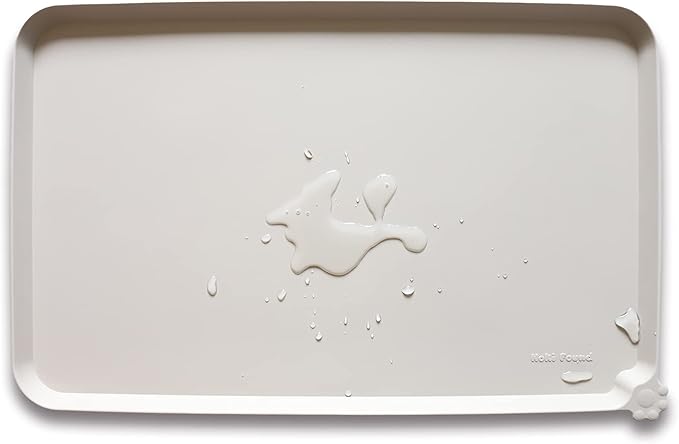 Hoki Found L Silicone Pet Food Mats - Non Slip Cat & Dog Bowl Mats - Waterproof & Carpet Safe - Cream Brown-Mewly Pet