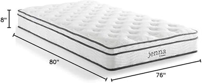 Modway Jenna 8” Innerspring and Memory Foam King Mattress With Individually Encased Coils