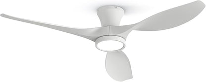 TALOYA 52 inch Ceiling Fans with Lights Remote Control, Modern Low Profile Ceiling Fan with Quiet Reversible DC Motor for Bedroom Living Room and Patio White