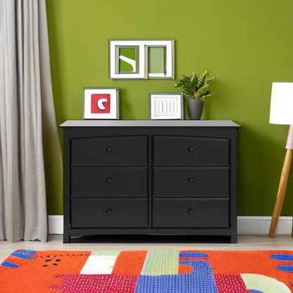 Storkcraft Kenton 6 Drawer Double Dresser (Black) – Dresser for Kids Bedroom, Nursery Dresser Organizer, Chest of Drawers for Bedroom with 6 Drawers, Universal Design for Children’s Bedroom