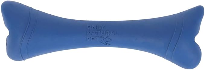 Only Natural Pet Rubber Boredom Buster Treat Stuffer Dog Toys - Interactive Stuffable Feeder Dispenser Fillable Durable Play Puppy Medium Large XS Chew Pup Hide Holder Easy Refill -BobbleBone/DarkBlue-Mewly Pet