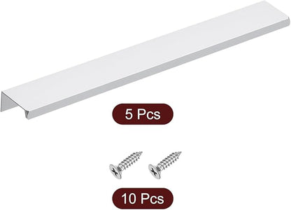 uxcell Cabinet Finger Edge Pull, 5pcs 250mm / 9.84" Aluminum Alloy Back Mount Hidden Cabinet Pulls Concealed Handle for Home Kitchen Drawer Cabinet, Silver
