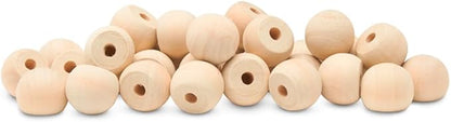 Wood Knobs, 3/4 Inch Round Natural Wood Drawer Pulls, Pack of 50 Unfinished Wooden Drawer Knobs, Ball Shaped Wooden Cabinet Knob, Nursery Dresser Knob, Wood Door Knob and Crafts