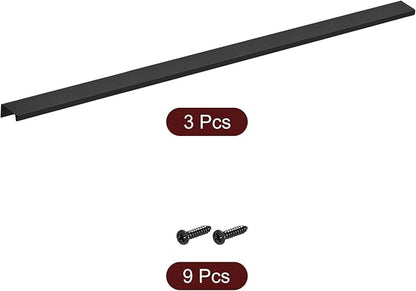 uxcell Cabinet Finger Edge Pull, 3pcs 600mm/23.62 Aluminum Alloy Back Mount Hidden Cabinet Pulls Concealed Handle for Home Kitchen Drawer Cabinet, Black