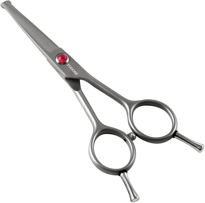 4.5" Straight Dog Scissors for Grooming Face and Paws with Safety Round Tip for Small Dogs Cats Face Paw Ears Trimmer Cat Grooming Scissors(4.5" Straight, Gray)-Mewly Pet