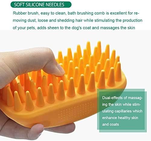 Pet Silicone Shampoo Brush for Long & Short Hair Medium Large Pets Dogs Cats, Anti-skid Rubber Dog Cat Pet Mouse Grooming Shower Bath Brush Massage Comb (Blue (New))-Mewly Pet