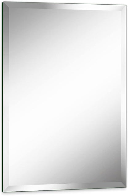 24"x36" Frameless Rectangle Wall Mirror with 1 inch Beveled Edge for Bathroom Vanity