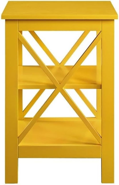 Convenience Concepts Oxford End Table 15.75" - Modern Living Room Table with Storage Shelves, Transitional Nightstand Side Table for Home Decor and Display, Yellow