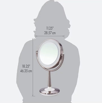 Brookstone Cordless Illuminated Makeup Mirror Silver