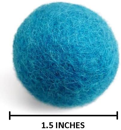 Wool Cat Toys - Felt Cat Toy Balls for Small Pet Fetch and Play - Eco Friendly Quiet Wool Ball Cat Toy for Cats and Kittens - Choose Your Colors (Aqua)-Mewly Pet