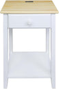 Casual Home Owl Night Stand with USB Port Charging Station and Drawer, 17.5" W x 14.25" D x 24.5" H, Natural White