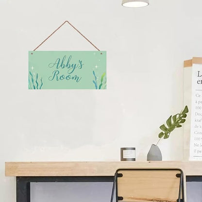 Personalized Signs Ocean Seaweed Sign For Kids Room Custom Name Door Wall Decor Floral Nursery Art Plate For Boys Room Girls Bedroom Little Man Cave