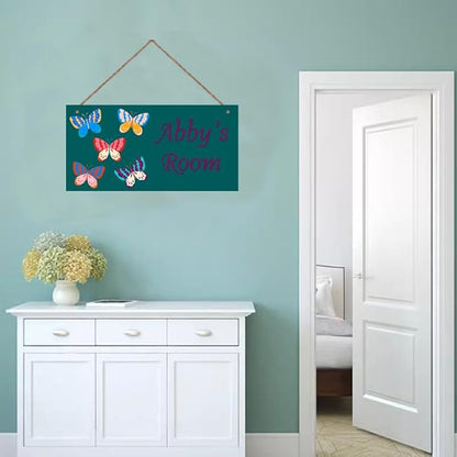 Personalized Sign Fantasy Butterfly Themed For Girls Room Nursery Door Decor,Custom Name Wall Art Decor for Kids Room Decorative Plate for Boys Bedroom