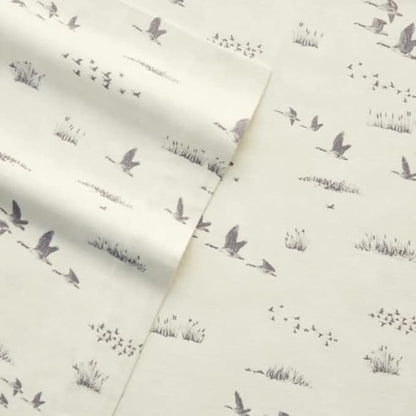 Eddie Bauer - King Sheet Set, Warm Breathable Cotton Flannel Bedding with Deep Pockets, Brushed for Extra Softness, Cozy Home Decor, Oeko-Tex Certified (Geese Meadows, King)
